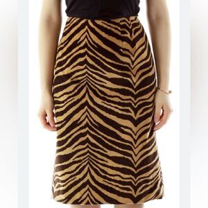 Talbots Petite sz 14 tiger stretch MIDI skirt